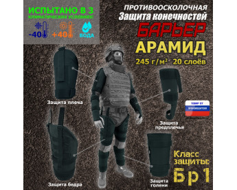 Комплект противоосколочной защиты "Барьер". Арамид (кевлар).. Класс защиты Бр 1. Цвет: черный.