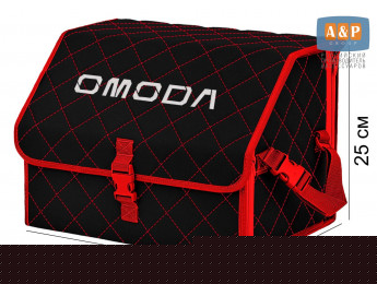 Органайзер-саквояж "Союз" в багажник Omoda (Омода), размер M. Цвет: черный с красной прострочкой Ромб.