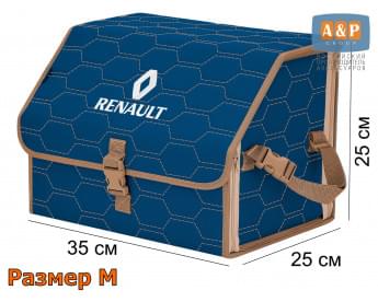 Органайзер-саквояж "Союз" в багажник Renault (Рено), размер M. Цвет: синий с бежевой прострочкой Соты.
